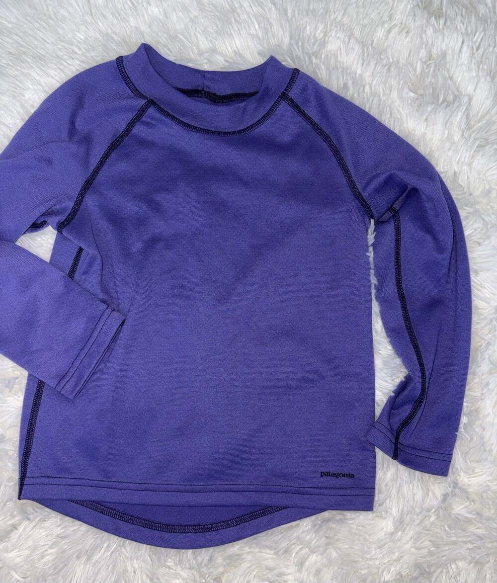 Patagonia Kids 5-6 Baselayer Purple Long Slv Tee. Capilene 3